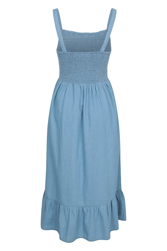 Marbella Womens Strappy Shirred Dress