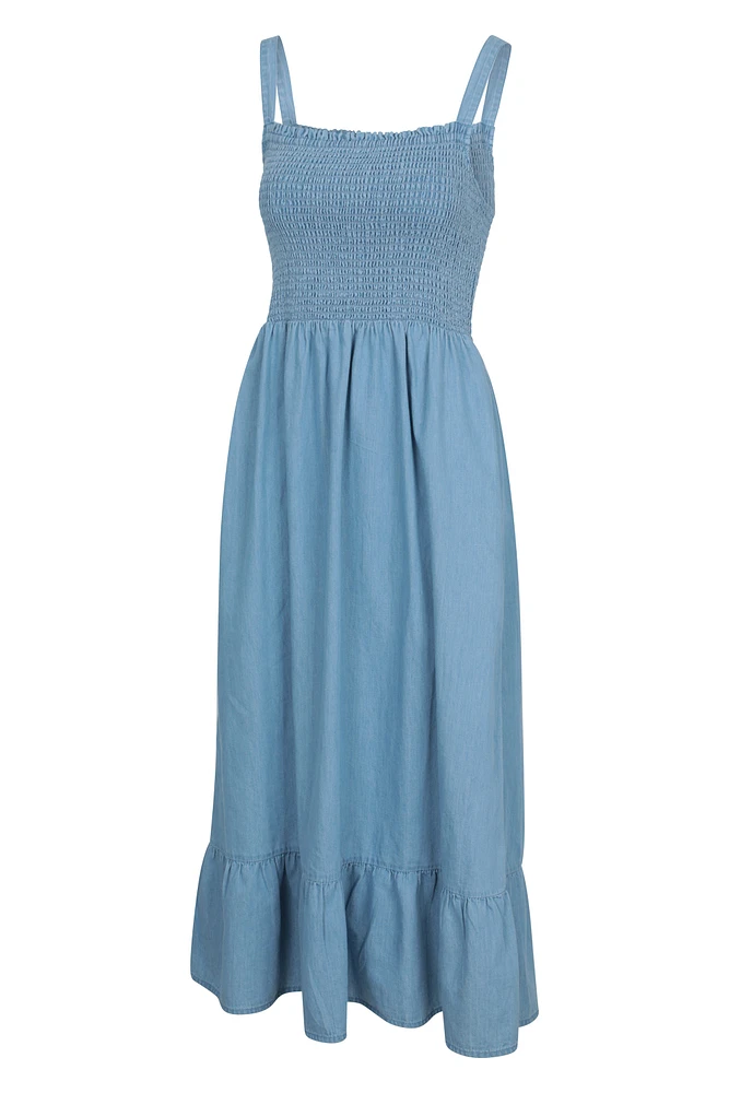 Marbella Womens Strappy Shirred Dress