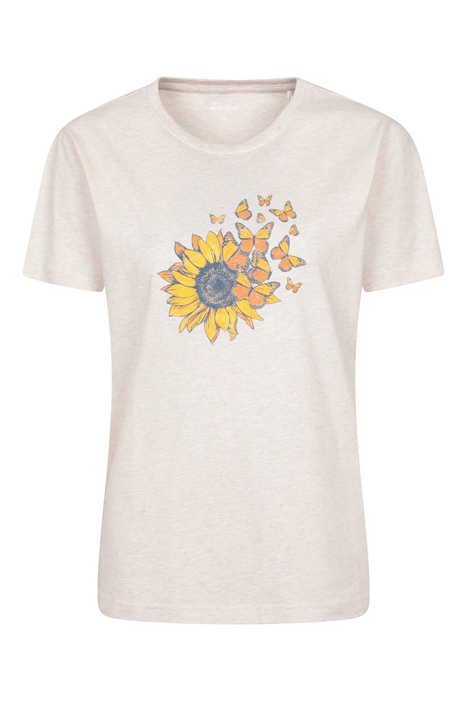 Printed Womens Sunflower Relaxed Fit T-Shirt