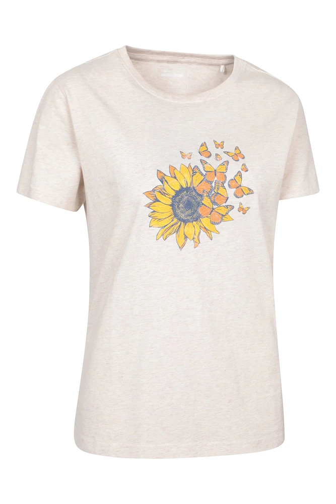 Printed Womens Sunflower Relaxed Fit T-Shirt
