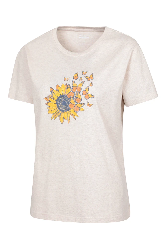 Printed Womens Sunflower Relaxed Fit T-Shirt