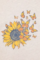 Printed Womens Sunflower Relaxed Fit T-Shirt