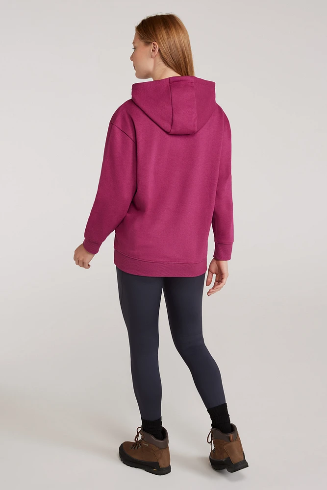 Printed Mountain Scene Womens Relaxed Fit Hoodie