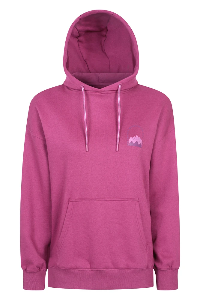 Printed Mountain Scene Womens Relaxed Fit Hoodie