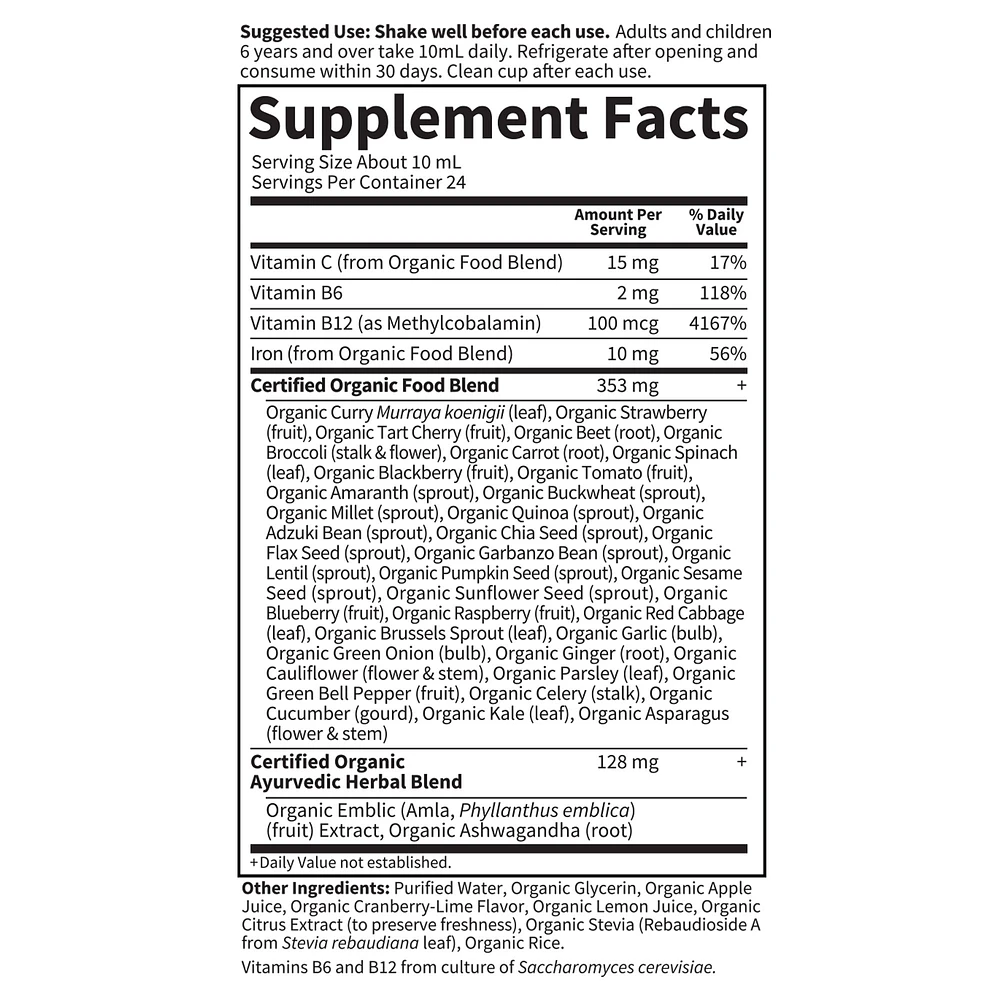 mykind Organics Organic Plant-Sourced Iron + Herbs (Cranberry-Lime Liquid)