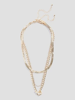 Multi-Tone Layered Toggle Necklace