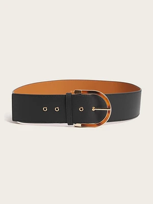 Tortoiseshell Buckle Leather Belt