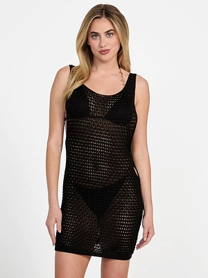 Open-Knit Crochet Mini Dress