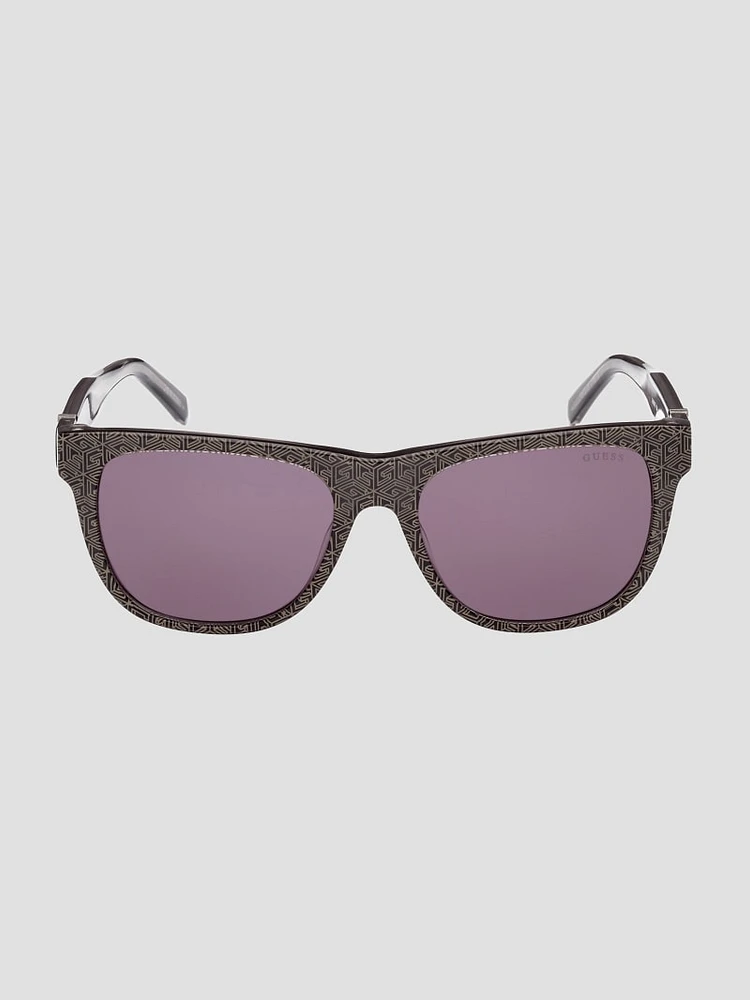 Square Logo Print Plastic Sunglasses
