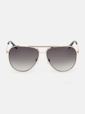 Aviator Striped Metal Sunglasses