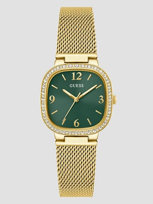 Gold-Tone and Green Mesh Analog Watch