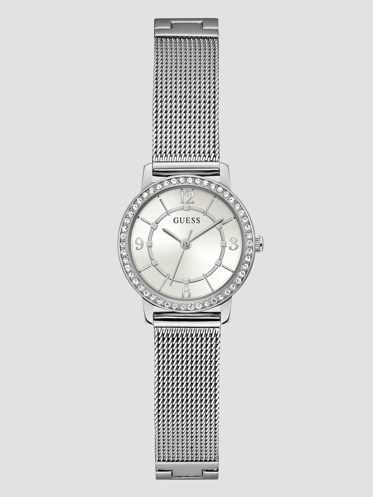 Silver-Tone Mesh Analog Watch