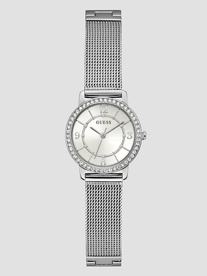 Silver-Tone Mesh Analog Watch