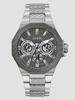 Silver-Tone and Gray Textured Multifunction Watch