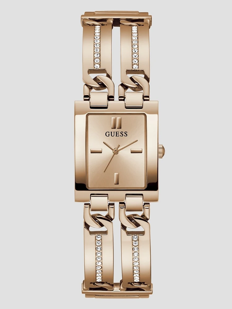 Rose Gold-Tone Square Analog Watch