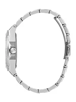 Silver-Tone and Crystal Multifunction Watch