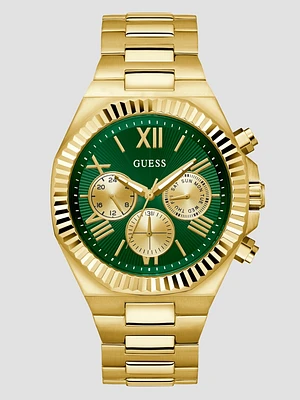 Gold-Tone and Green Multifunction Watch