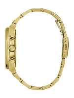 Ridged Gold-Tone and Blue Multifunction Watch
