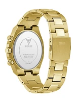 Ridged Gold-Tone and Blue Multifunction Watch