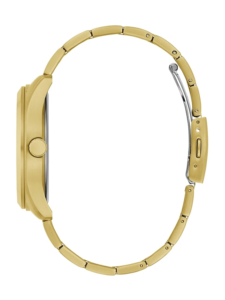 Textured Gold-Tone Multifunction Watch