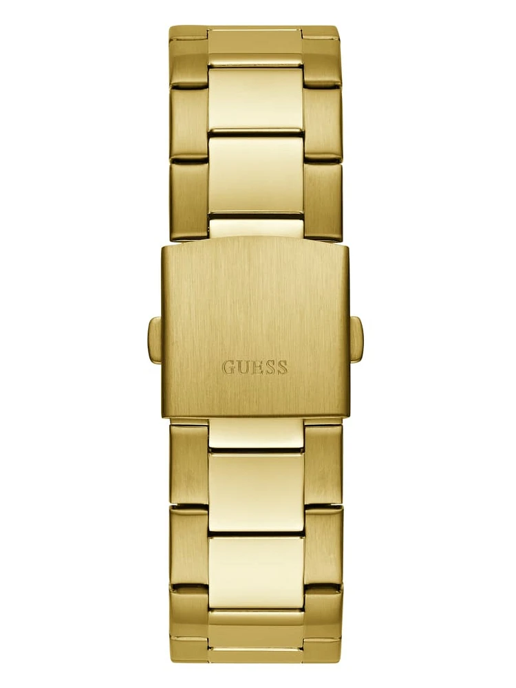 Textured Gold-Tone Multifunction Watch