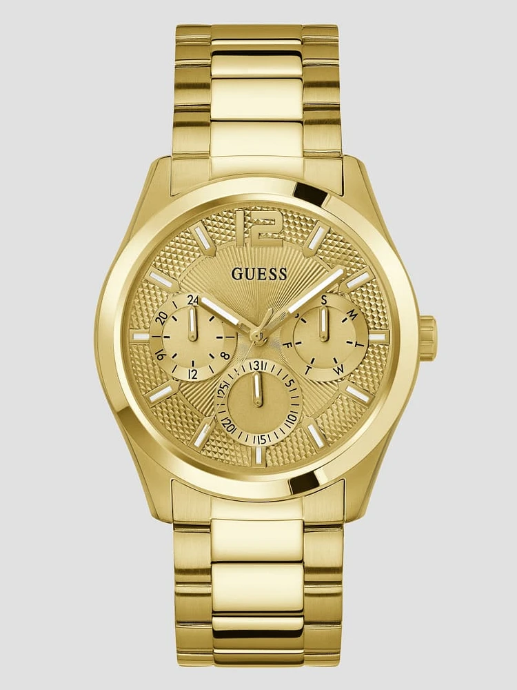 Textured Gold-Tone Multifunction Watch