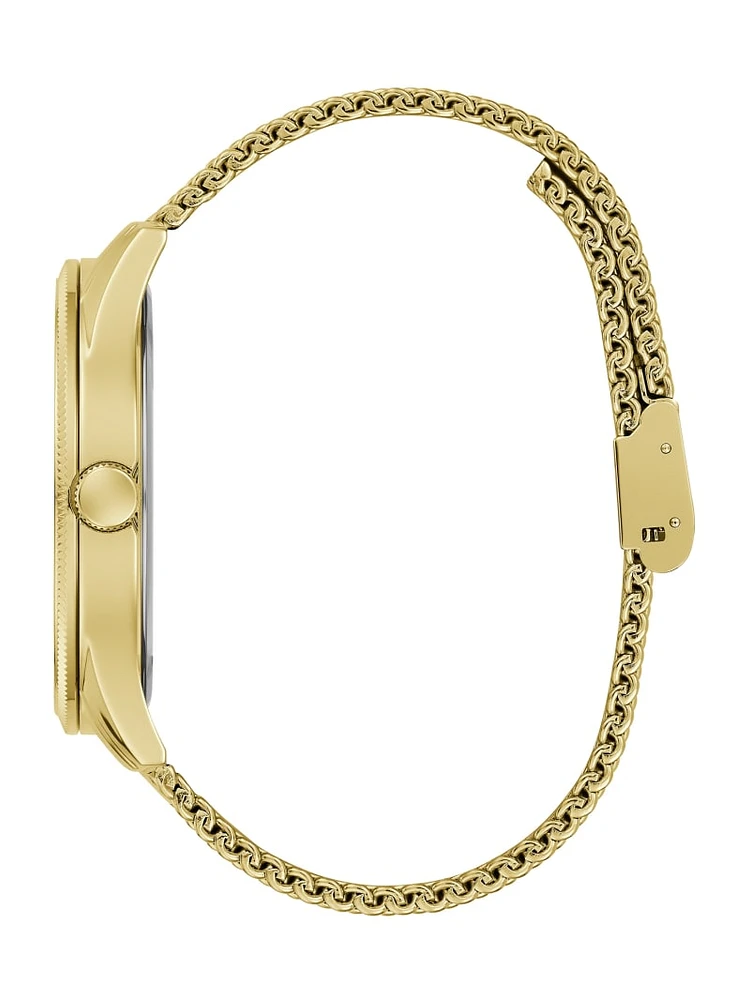 Gold-Tone Mesh Analog Watch