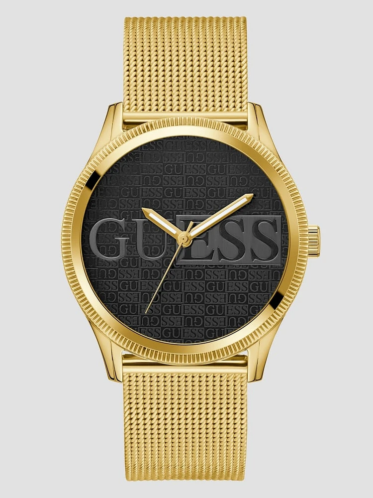 Gold-Tone Mesh Analog Watch