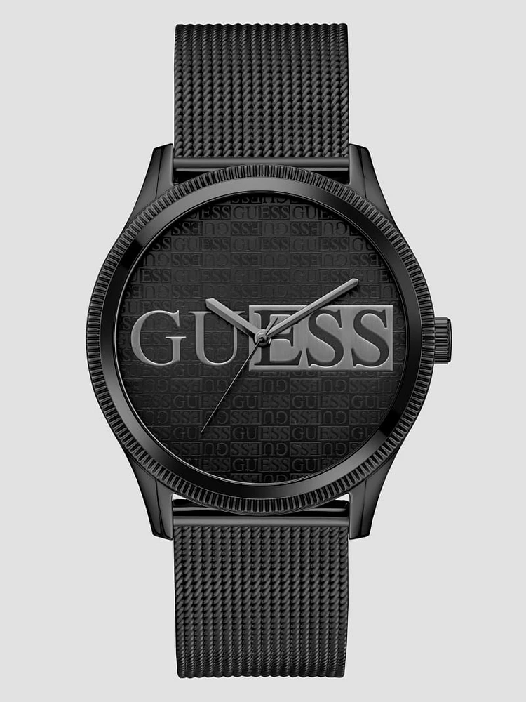 Black Mesh Analog Watch