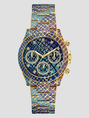 Printed Gold-Tone Multifunction Watch