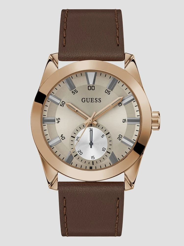 Brown Leather Multifunction Watch
