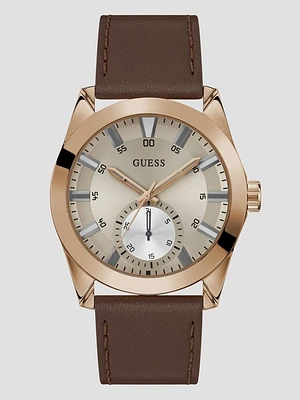 Brown Leather Multifunction Watch
