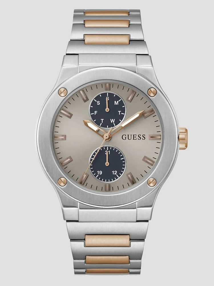 Silver and Rose Gold-Tone Multifunction Watch