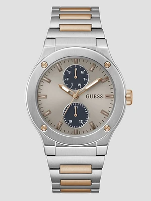 Silver and Rose Gold-Tone Multifunction Watch