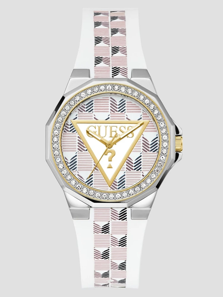 White Analog Leather Watch