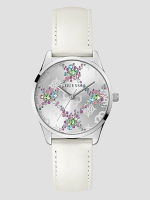 White Analog Leather Watch