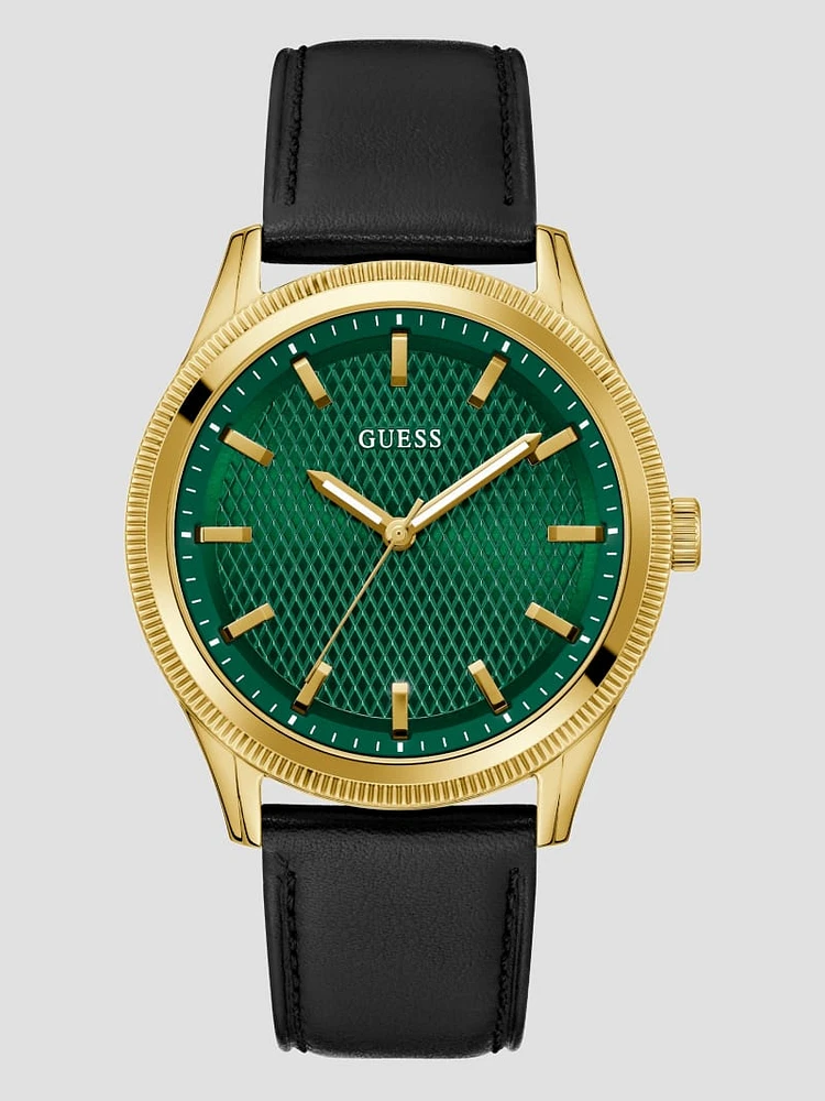 Two-Tone Leather Analog Watch