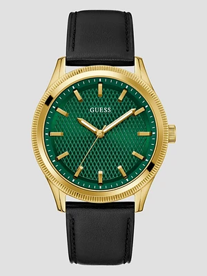 Two-Tone Leather Analog Watch