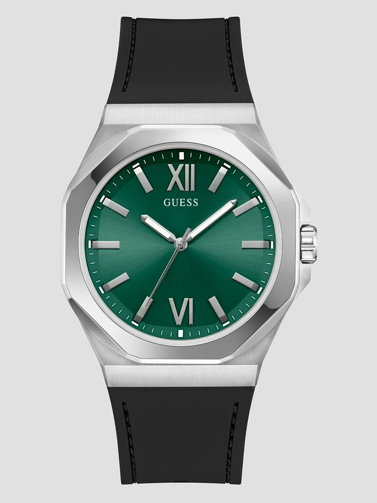 Silver-Tone and Black Analog Watch