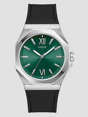 Silver-Tone and Black Analog Watch