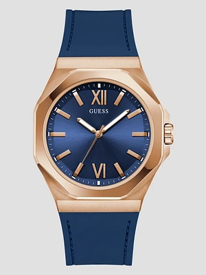 Rose Gold-Tone and Blue Analog Watch
