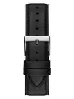 Silver-Tone Analog Leather Watch
