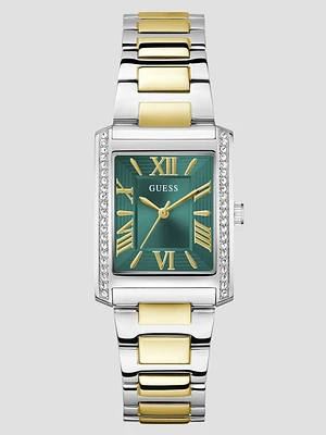 Multi-Tone Crystal Square Analog Watch