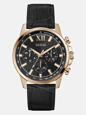 Rose Gold-Tone Leather Multifunction Watch