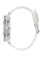 Rainbow Mosaic and White Silicone Multifunction Watch