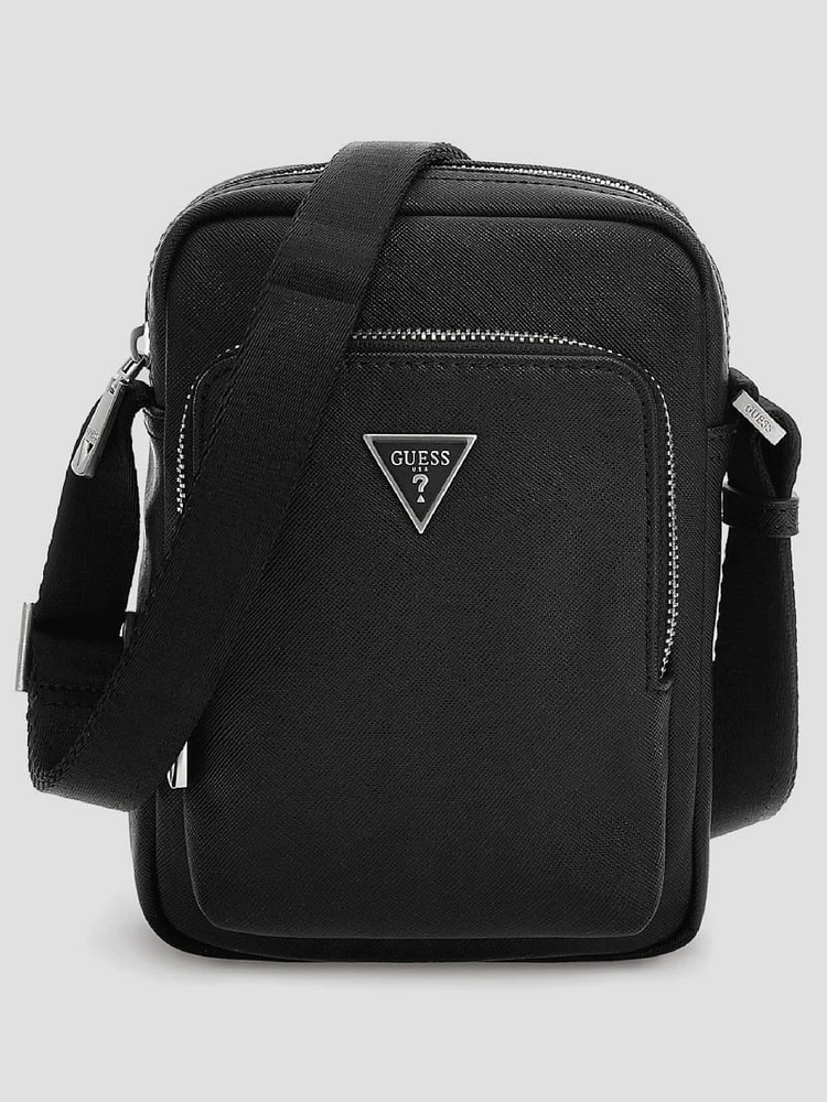 Faux-Leather Saffiano Crossbody