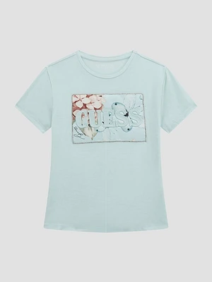 Eco Embossed Floral Logo Tee (7-16)