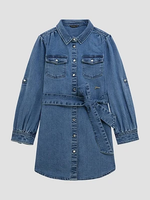 Belted Denim Shirt Dress (7-16)