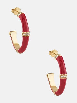 Bamboo Crystal Hoop Earrings