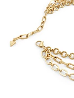 Gold-Tone Sun and Blue Ceramic Layered Necklace